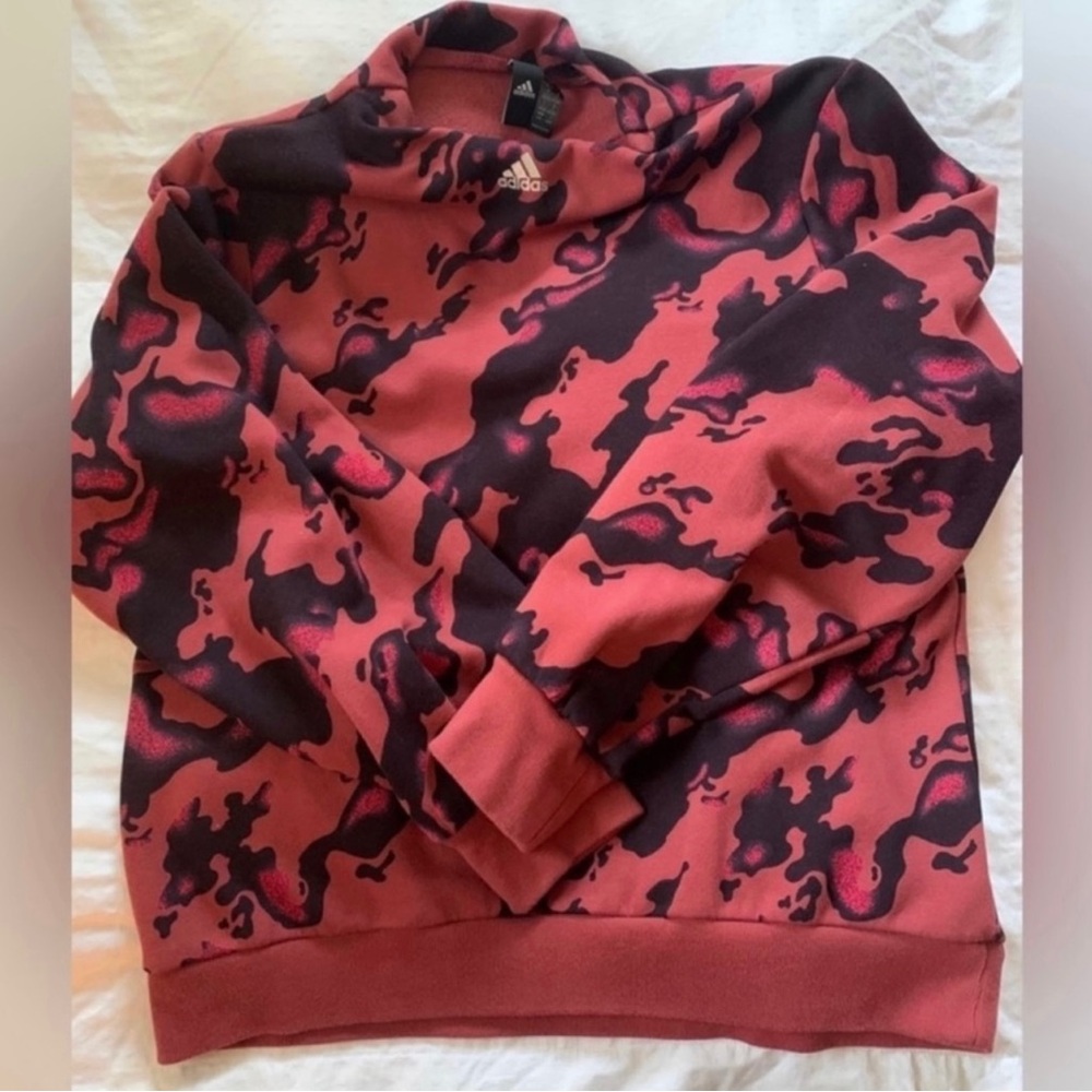 Adidas Women's Red and Black Patterned Top